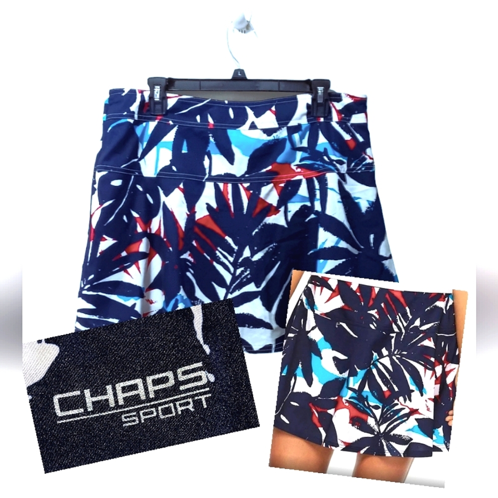 - - CHAPS BLUE FLORAL SPORT SKORT